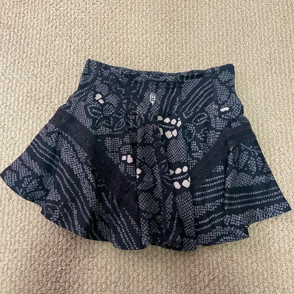 Free People FP Movement Pleats and Thank You Skort Skirt black tan print XS